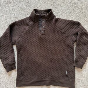 Men’s Eddie Bauer sweatshirt Brown Quilted Snap Mock Neck Pullover medium